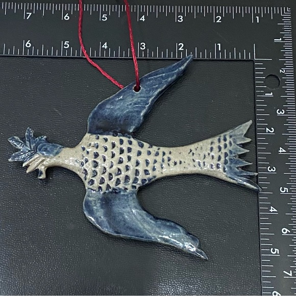 Vintage ROWE Pottery Stoneware Salt Glazed Bird Holiday Christmas Ornament - Picture 4 of 9